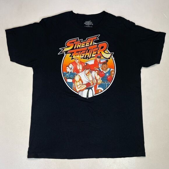 Street Fighter Graphic T-shirt Men Large Black Short Sleeve - Picture 1 of 5